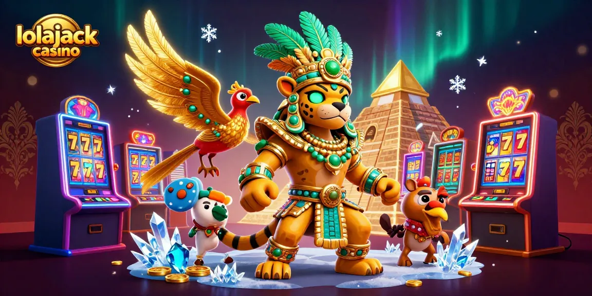 Experience the excitement at lolajack casino with dynamic 3D illustrations of slots and casino elements.