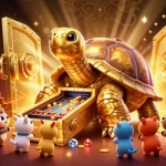 Experience thrilling gaming with SIN88, featuring a colossal tortoise pinball machine in a treasure-filled casino.