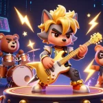 Experience the excitement of gambling with đăng nhập ok9 showcasing vibrant illustrations of a rock star wolf and playful bear.