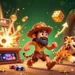 Experience the thrill of nhà cái SKY88 with a vibrant prehistoric casino scene, showcasing exciting gameplay.