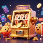 Spin to win with FLY 88 in this vibrant slot machine illustration showcasing a jackpot celebration.