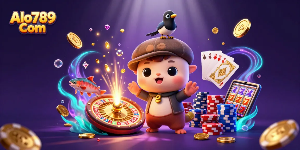 Engaging illustration of Alo789 Com showcasing vibrant casino elements with exciting game features
